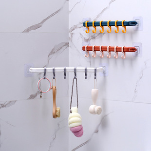 Towel Rack Punch-free Toilet Bathroom Hanger Bath Towel Shelf Nordic Simple Single Rod Towel Bar with Hook