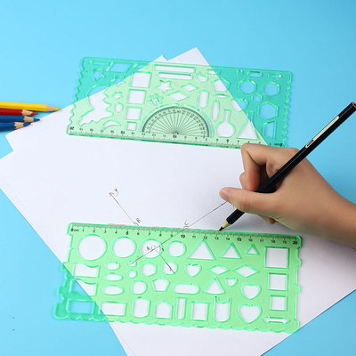 Monkey 4309 multi-function Ruler pupil Draw Geometry Template Straightedge study Stationery