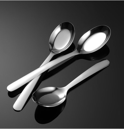 Ern 304 stainless steel flat-bottom spoon with round tail handle, practical Chinese-style tableware company canteen soup spoon, various lengths