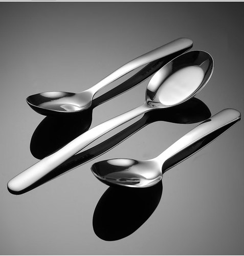 Ern 304 stainless steel flat-bottom spoon with round tail handle, practical Chinese-style tableware company canteen soup spoon, various lengths