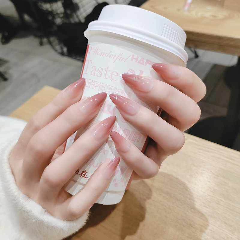 JB gradiente desgaste manicura acabado falso parche de uñas manicura uñas pegatinas largo moda gradiente estilo europeo y americano fabricantes