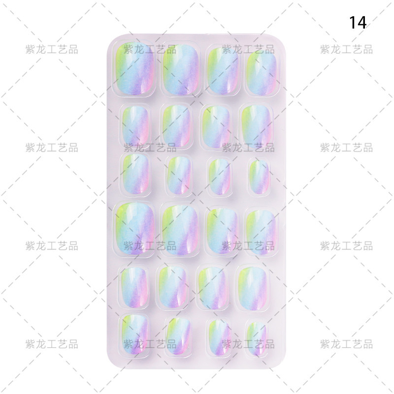 Zhifei nueva pieza de uñas terminada 24 unidades embolsado dibujos animados unicornio copo de nieve adhesivo niños usan parche de uñas pieza