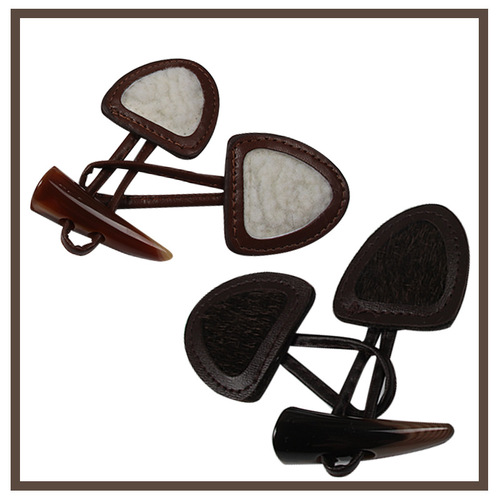 Bullhide leather buttons, British-style coat, two-tone leather badge, matching leather jacket, handmade decorative leather buttons