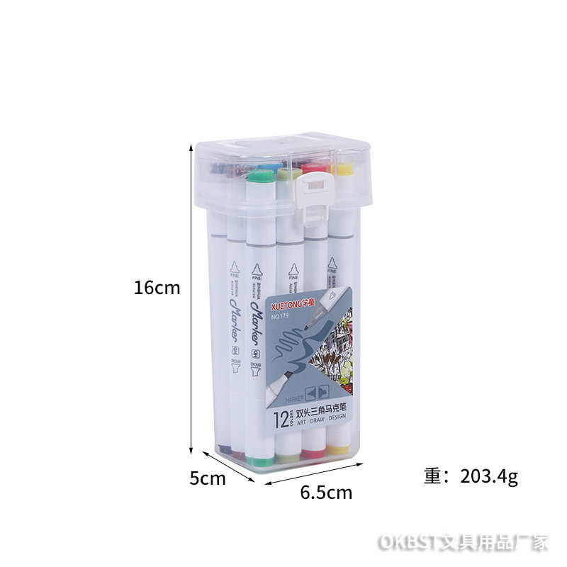 Pluma de marca de doble cabeza aceitosa 24/36/48/60 color a base de agua traje de pluma de color pintado a mano para niños diseño de graffiti