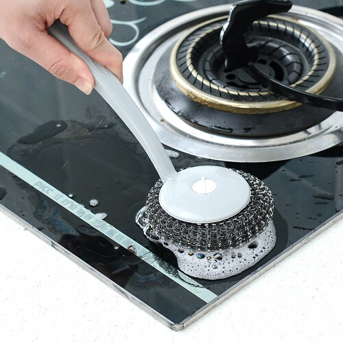 Jie Neng Pot Brush Wire Brush Household Steel Ball Brush with Handle