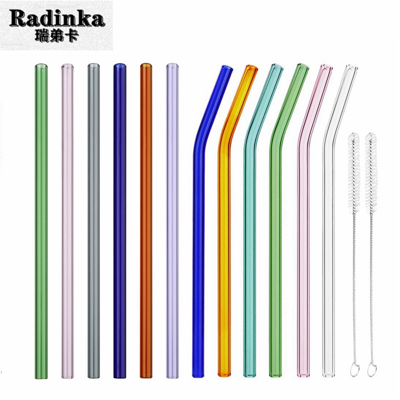 Cross -border color transparent glass straws