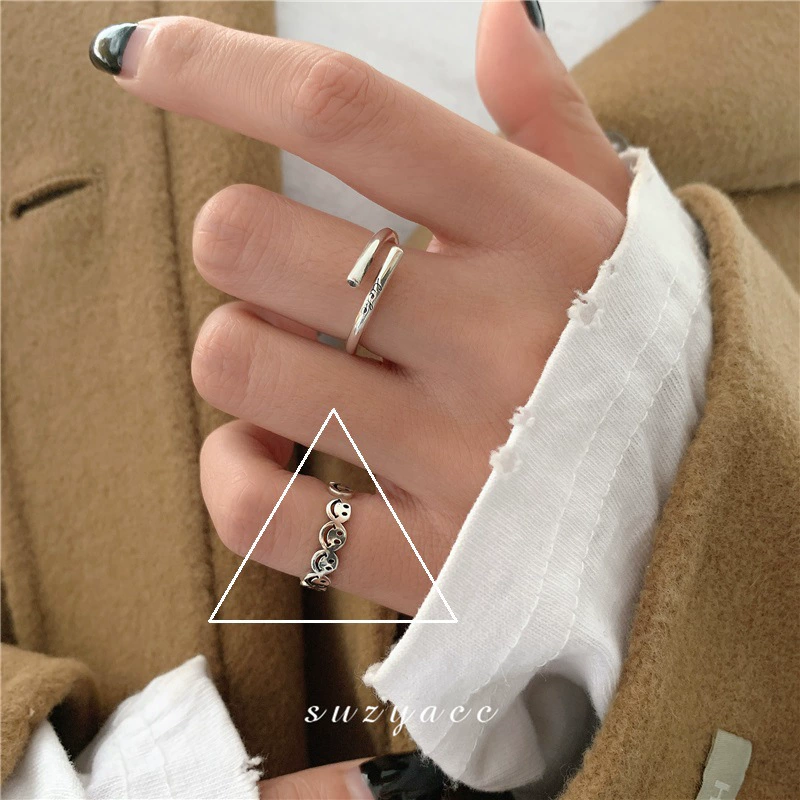 Ring (Small Design) Adjustable, 925 Silver, Simple Elegant Minimal