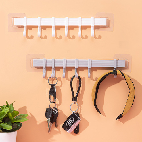 Bathroom towel rack glued without punching kitchen single pole rag hanger bathroom thickened towel bar 6 hooks