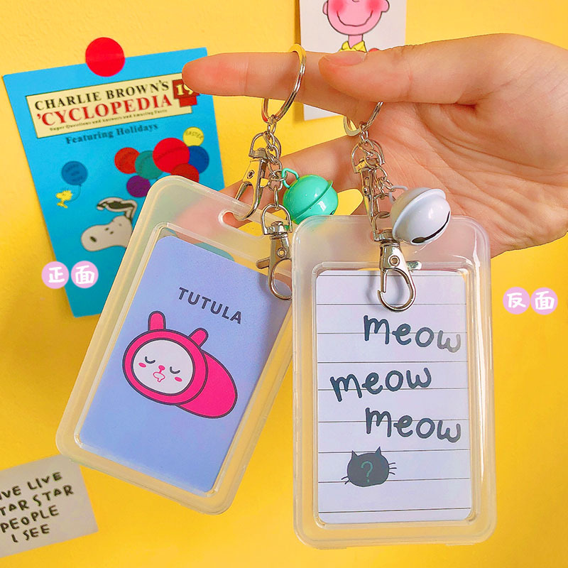 Transparente titular de la tarjeta duro estudiante titular de la tarjeta llavero campana grande estudiante entrada guardia autobús cubierta protectora Certificado conjunto
