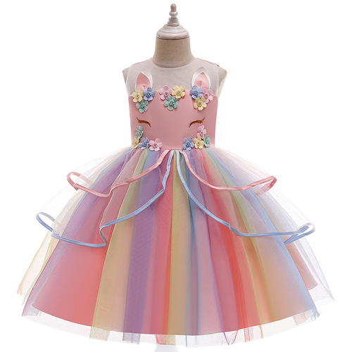 2024 New Girls Dress Princess Dress Unicorn Tutu Dress Amazon Children's Dress Manufacturer Wholesale