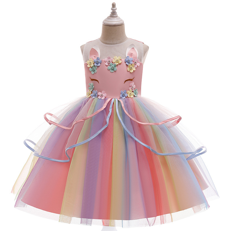 2024 New Girls Dress Princess Dress Unicorn Tutu Skirt Amazon Children's Dress Manufacturer Wholesale