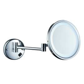 壁挂式带灯LED镀铬补光美容镜化妆镜子 折叠单面圆镜公主镜