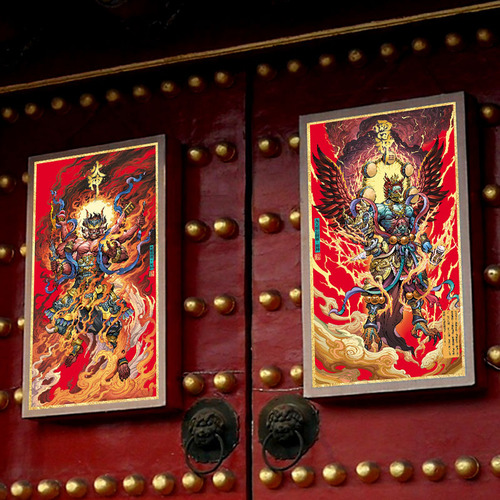 2024 Year of the Dragon Door God Door Stickers New Year Spring Festival New Year Paintings National Trend Personalized Creative Door God Thunder God Vulcan Wholesale