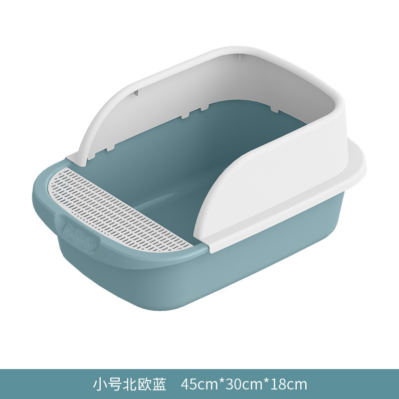 Venta al por mayor semicerrado tamaño pequeño caja de arena para gatos anti-salpicaduras gato inodoro desodorante caja de arena para gatos suministros para gatos