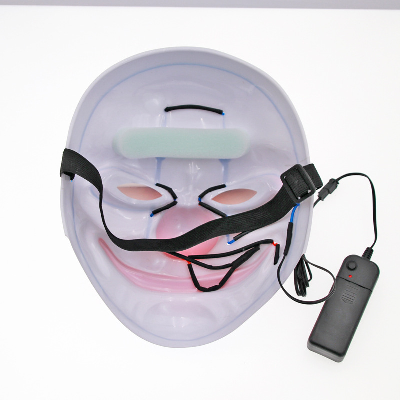 Cross-border payaso JOKER LED máscara luminosa de Halloween fluorescente reloj de rendimiento máscara fantasma COS TikTok mismo estilo