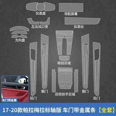 Automotive Film – for Porsche interior film 10-20 - invisible-transparent-17-20-palamela-standard-shaft-version-door-with-metal-strip-full-set
