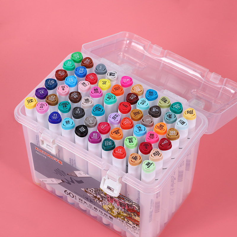 Pluma de marca de doble cabeza aceitosa 24/36/48/60 color a base de agua traje de pluma de color pintado a mano para niños diseño de graffiti