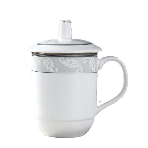 Jingdezhen tea cup with lid ceramic office cup conference room tea cup custom hotel bone china water cup