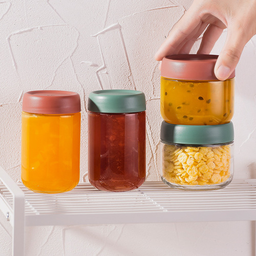 3 glass sealed food storage jars small kitchen storage containers snack storage boxes bird's nest yogurt preservation