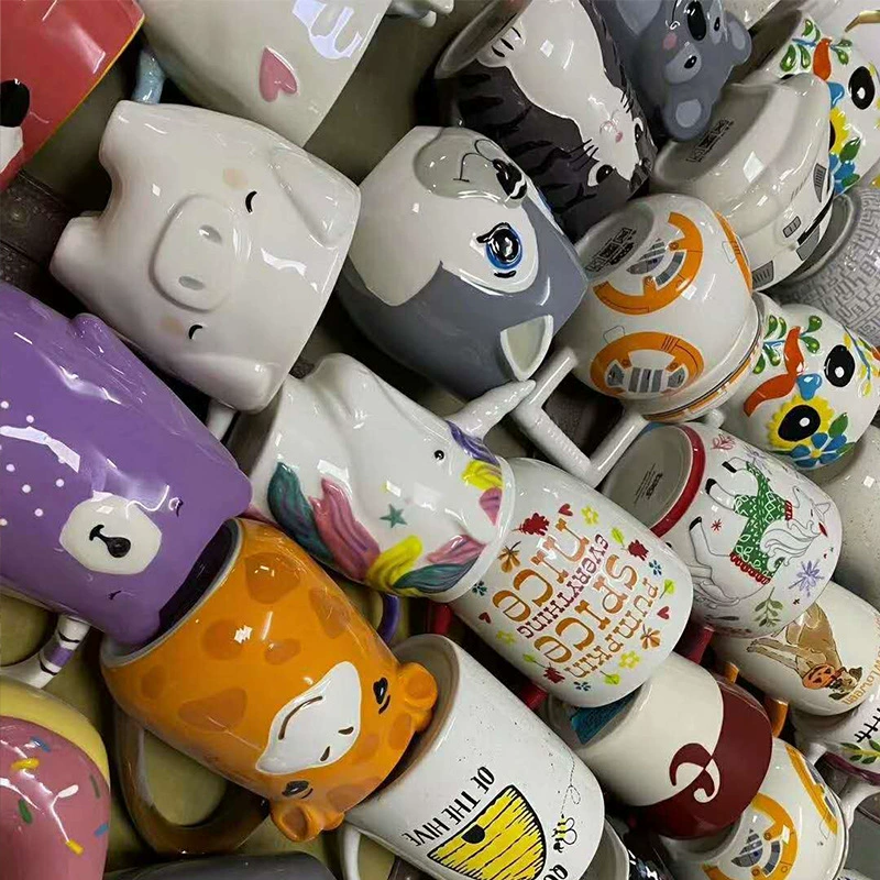 Импортная торговля инвентар ceramic cup, керамическая чашка, цветное глазурование, чашка с мультяшным дизайном, смешанные варианты
