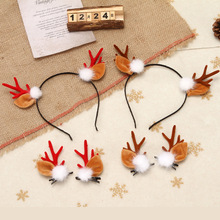 新款亞馬遜 聖誕鹿角頭飾發夾子麋鹿發卡韓系聖誕節小鹿角發飾品
