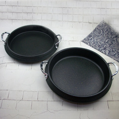 韓式圓形烤肉鍋鐵板燒盤家用燒烤盤不粘烤肉盤韓式火鍋湯鍋平底鍋