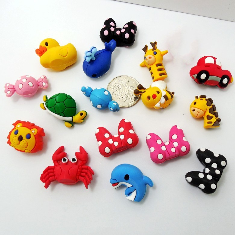 3D鞋带扣配件公仔DIY手机配件美容装饰软胶发夹饰品PVC贴片定款