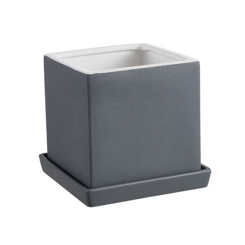 Pottery wholesale simple modern with base tray for home desk office decoration succulent pottery pot