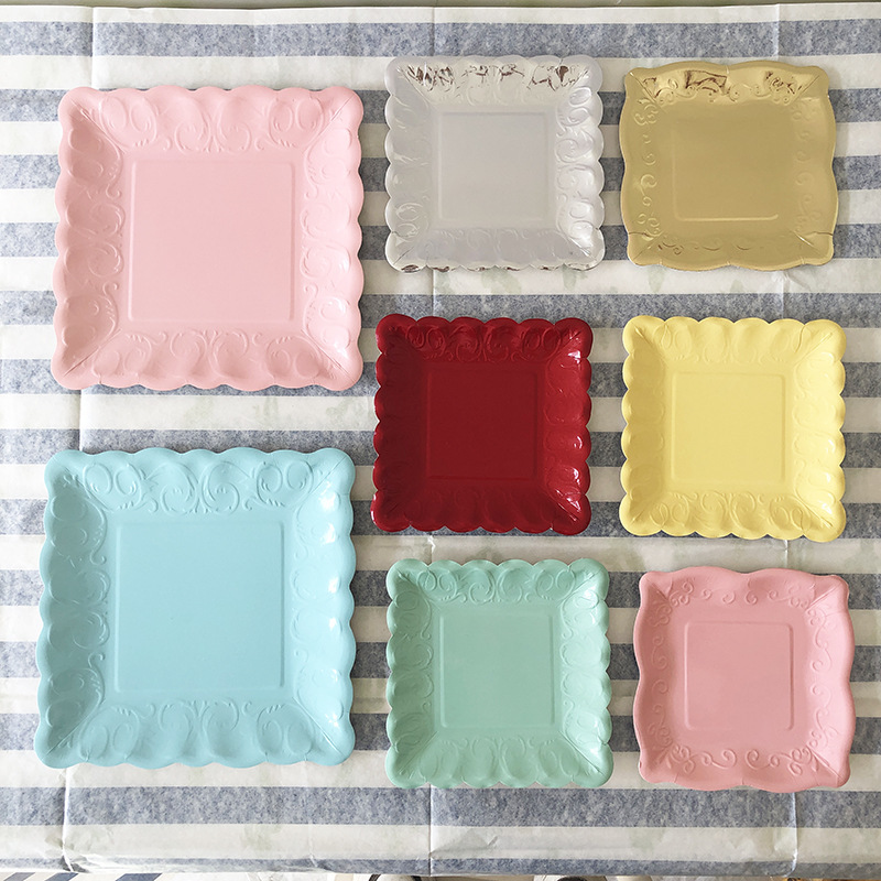 Thickened Disposable Plate Bronzing Color Large Paper Plate Party Fruit Plate Fruit Dessert Table Cake Small Plate Afternoon Tea