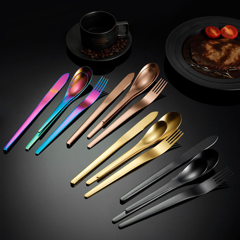 304 stainless steel tableware western knife and fork spoon new European-style matte black ins golden matte brushed knife and fork spoon