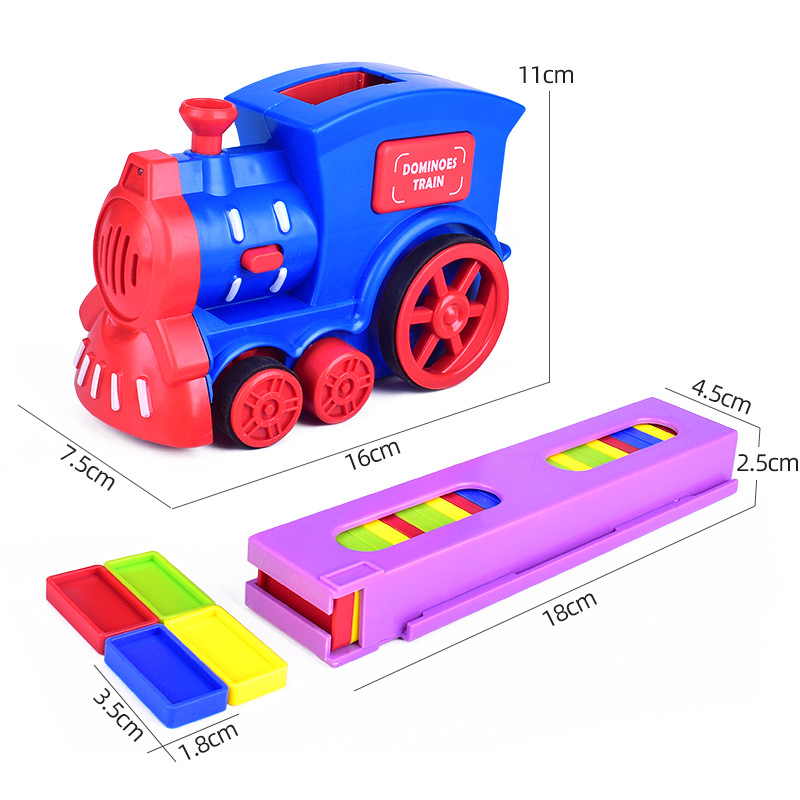 Cross-border toy electric Domino small train sound and light automatic throwing card licensing trembles with toy wholesale