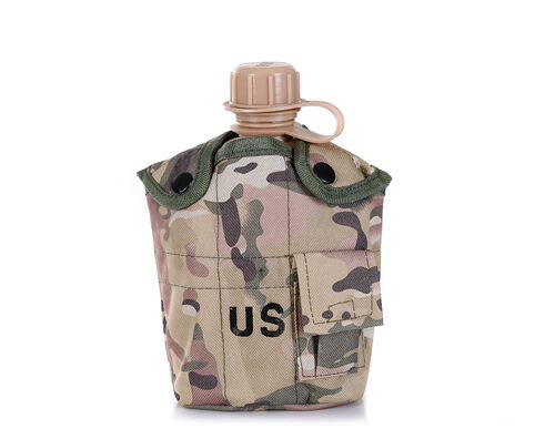 US large-capacity kettle outdoor camping survival camouflage kettle three-piece set men's and women's four-season sports kettle equipment