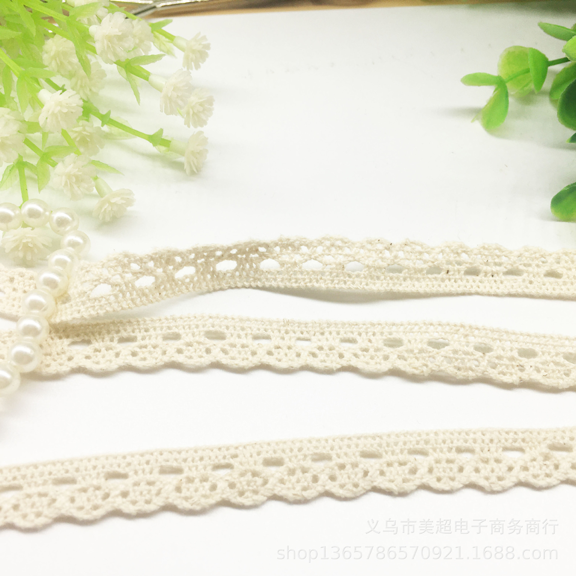 1厘米棉线花边圆形单边棉线机织工艺家纺袖口裙摆发饰手工辅料