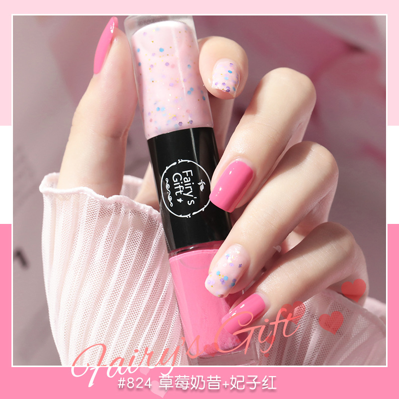 Esmalte de uñas para hornear-traje aceitoso libre Esmalte de uñas no-peeling de secado rápido de larga duración no-desvanecimiento de doble cabeza aceitoso transfronterizo