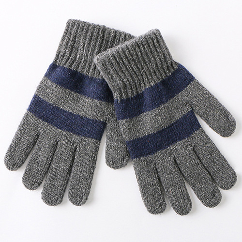 Winter new men's cold-proof warm gloves for cycling plus fleece knitted full-finger jacquard floor stall supply wholesale