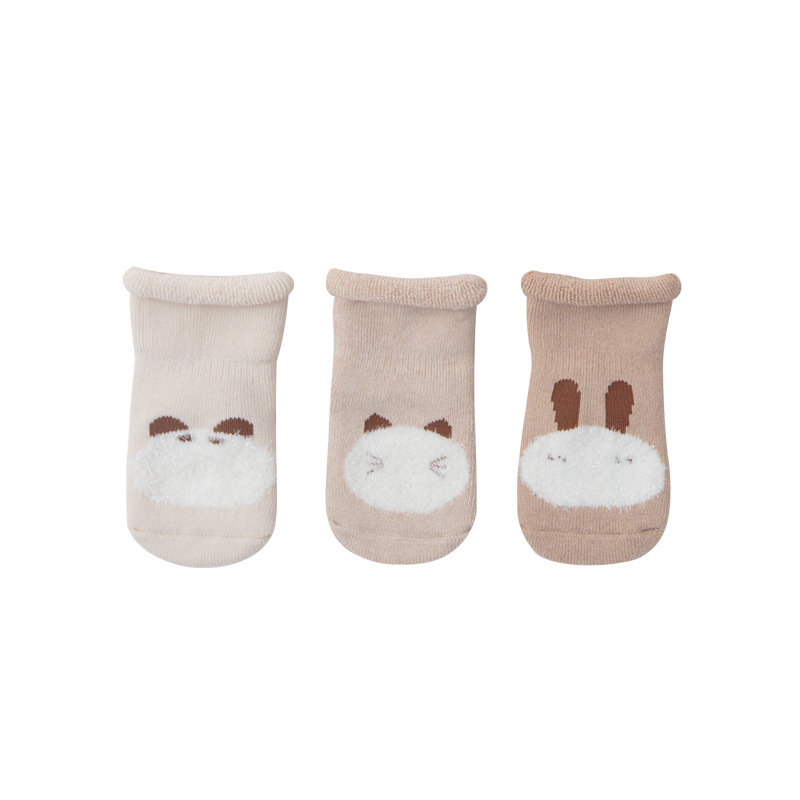 Calcetines de bebé Otoño e Invierno cálidos calcetines de felpa engrosados bebé recién nacido lindo calcetines de dibujos animados colorido algodón rizado Suelto
