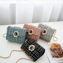 一件代发2025日韩新款毛呢小方包潮流时尚百搭单肩斜挎女包链条包