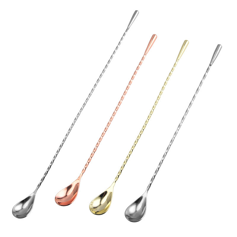 Cocktail mixing stick stainless steel drop-shaped