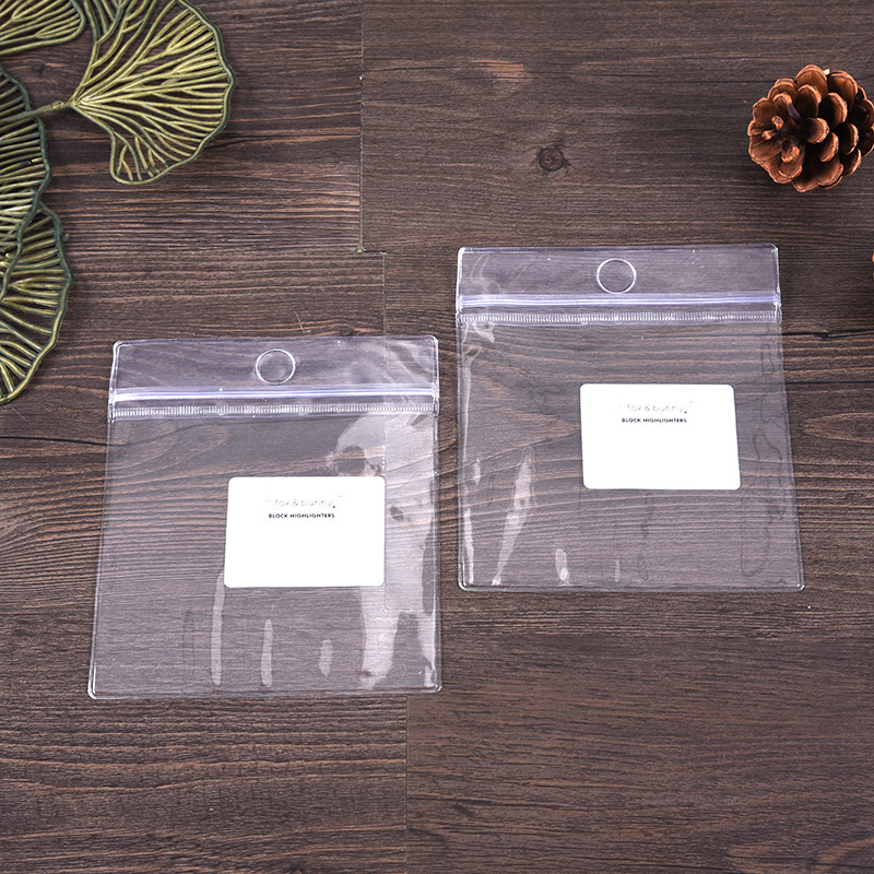 PVC Self-sealing Bag Packaging Bag Transparent Information Bag Frosted Sealing Bag with Holes Plastic Bag Jewelry Storage Bag