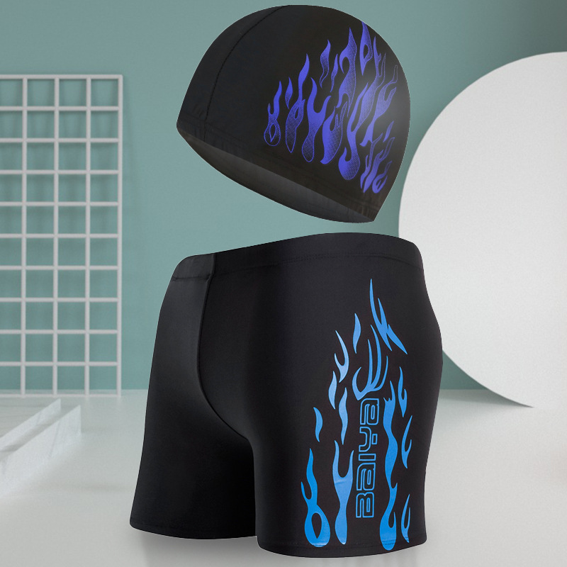 Qi Lang natación troncos hombres Boxer adultos natación troncos Natación traje de nylon suelta más el tamaño de los hombres pantalones de natación impresos al por mayor