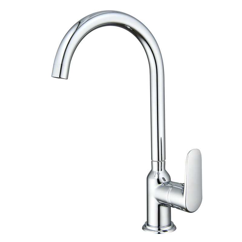 Bebé biberón galvanoplastia grande curva caliente y fría grifo de la cocina de latón giratorio hogar lavavajillas CUENCA DE ACERO INOXIDABLE grifo del fregadero