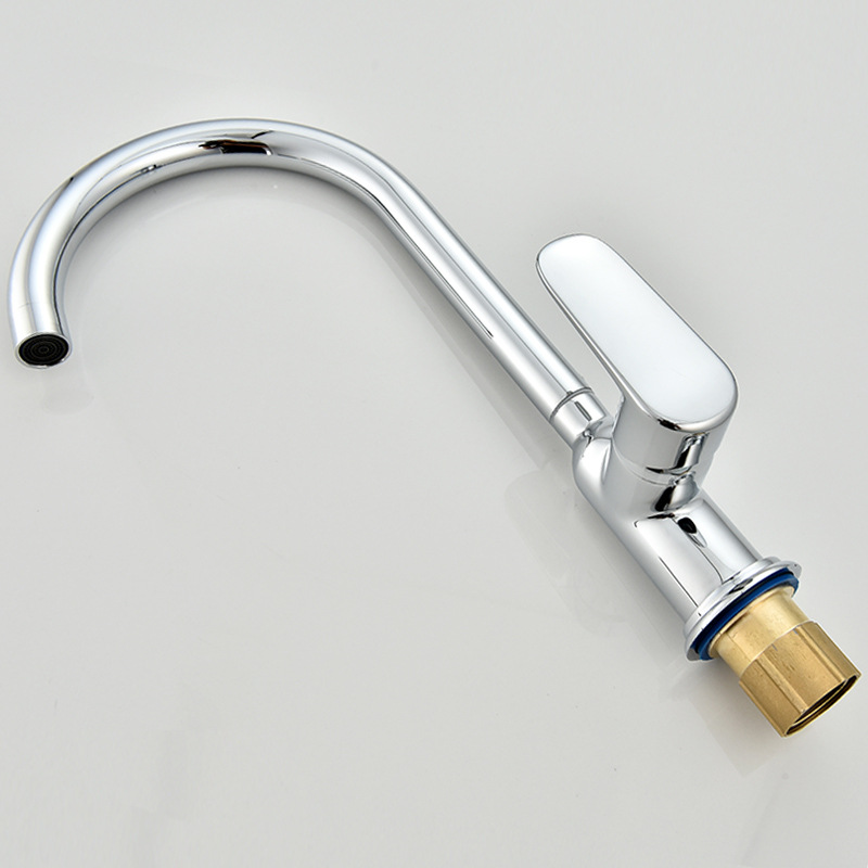 Bebé biberón galvanoplastia grande curva caliente y fría grifo de la cocina de latón giratorio hogar lavavajillas CUENCA DE ACERO INOXIDABLE grifo del fregadero