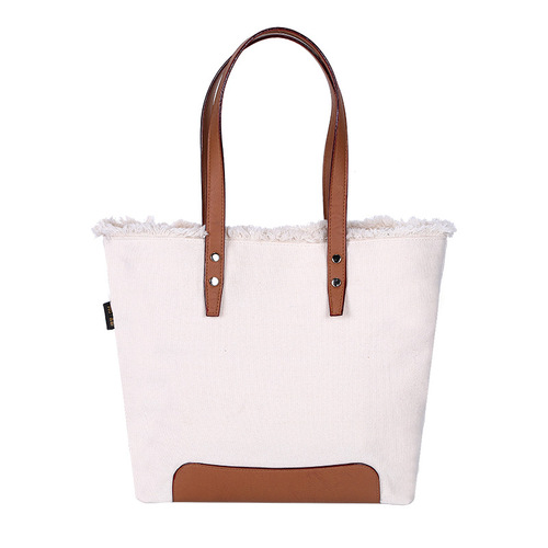 New Japanese and Korean Large Capacity Canvas Tote Bag for Women, Fashionable Tote Bag with Fringe, Unique Design Commuter Shoulder Bag