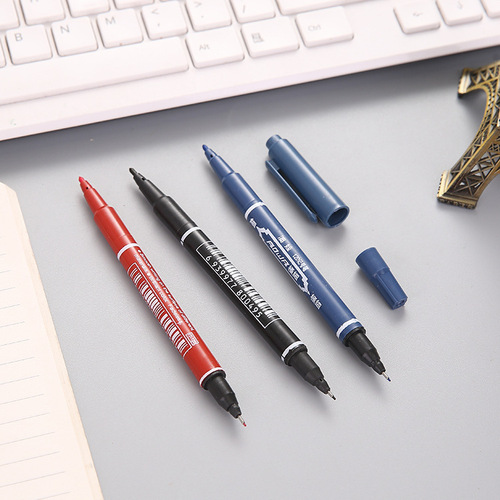 Small double-headed oil-based marker pen black blue red art hook pen non-fading logistics marker pen art water-based painting
