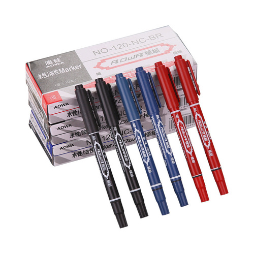 Small double-headed oil-based marker pen black blue red art hook pen non-fading logistics marker pen art water-based painting