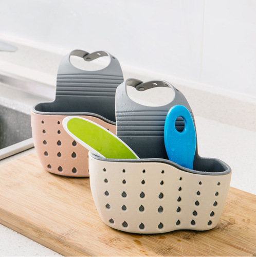 Drain basket hanging bag kitchen faucet sponge storage rack dishwashing sink without drilling storage basket