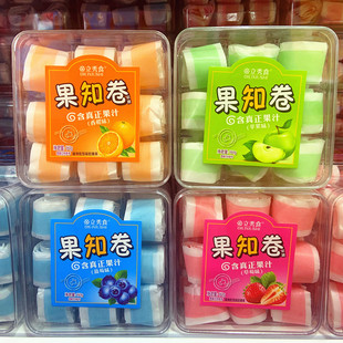 新品水果味果汁軟糖禮盒懷舊零食兒童趣味糖果18卷酸甜果知卷糖