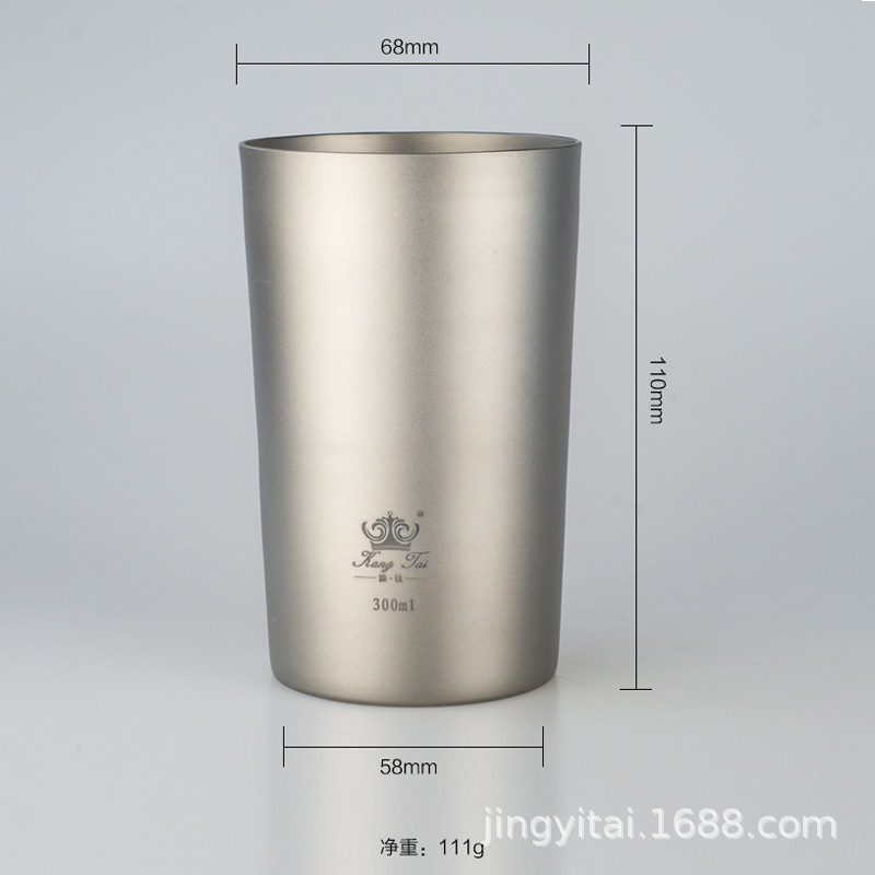 Vaso de cerveza de titanio puro Kangtai de doble capa, vaso aislado para jugo, vaso para bebidas frías, vaso de titanio para agua, 300/500 ml, portátil para viaje