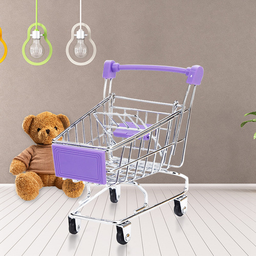 Shopping Cart Mini Push Cart Influencer Mini Storage Basket Desktop Decor Ins Girl Heart Makeup Egg Stand Organizer Rack