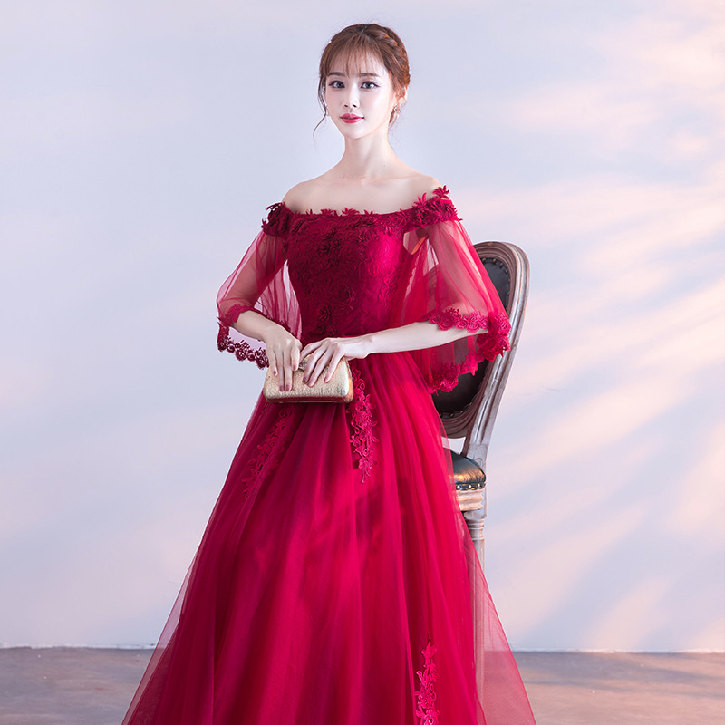 Maternity Dress for Covering the Belly, Bride's Wedding 2026 New Style Off-Shoulder Burgundy Plus-Size Evening Gown for Women, Summer Maternity Dress for Covering the Belly, Bride's Wedding 2026 New Style Off-Shoulder Burgundy Plus-Size Evening Gown for Women, Summer